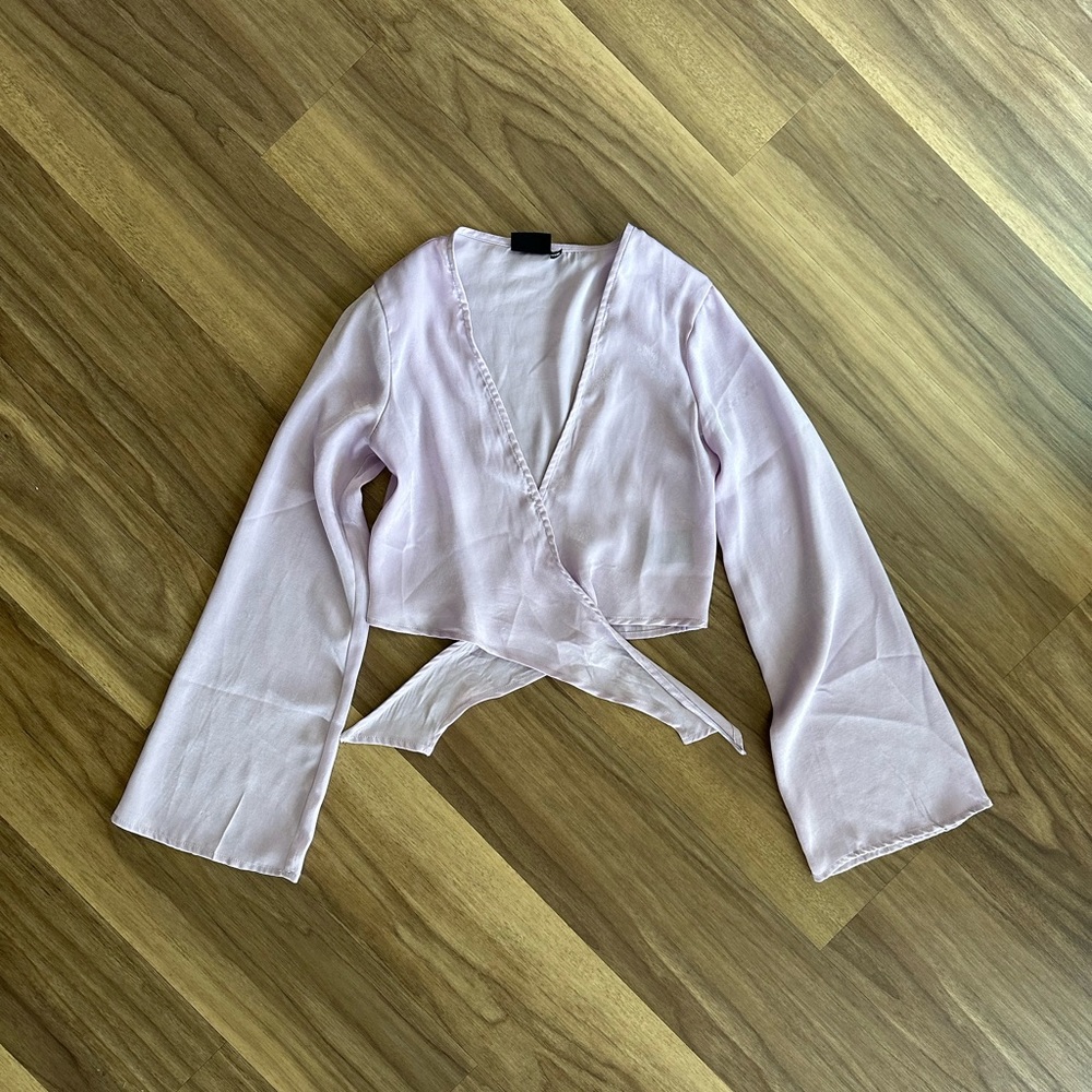satin wrap crop top